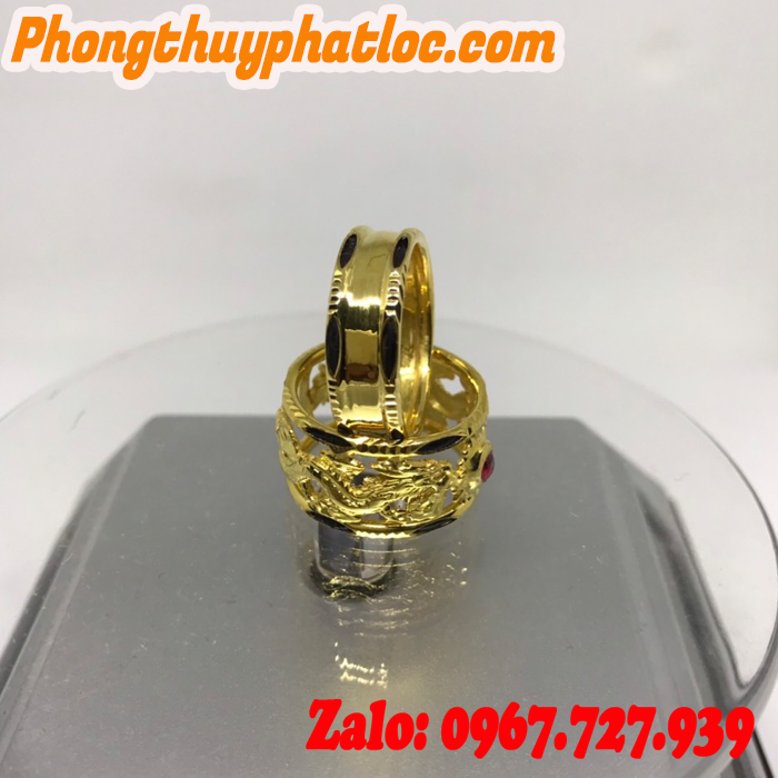 Nhẫn Vàng Phong Thủy 02 Viền Xỏ Lông